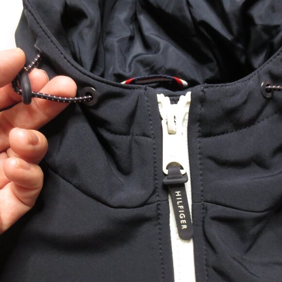 TOMMY HILFIGER mens JACKET navy blue HOODED rain BOMBER SIZE L - Picture 10 of 14